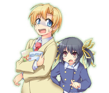 Rule 34 | 00s, blonde hair, blue eyes, blue hair, brother and sister, brown eyes, clannad, long hair, school uniform, short hair, siblings, sunohara mei, sunohara youhei, twintails, yutaka miyabi