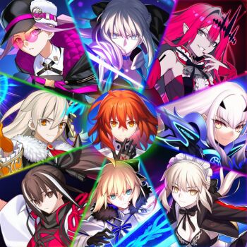 6+girls aesc_(fate) aesc_(savior)_(fate) ahoge armor artoria_pendragon_(fate) baobhan_sith_(fate) baobhan_sith_(first_ascension)_(fate) bikini black_bikini black_gloves black_hair blonde_hair blue_eyes breasts brown_eyes commentary_request d12-nelth detached_sleeves earrings fate/grand_order fate_(series) fujimaru_ritsuka_(female) fujimaru_ritsuka_(female)_(decisive_battle_chaldea_uniform) gloves grey_eyes hair_ribbon hand_up hat jewelry kawakami_gensai_(fate) kawakami_gensai_(first_ascension)_(fate) maid maid_headdress medusa_(fate) medusa_(saber)_(fate) medusa_(saber)_(first_ascension)_(fate) melusine_(fate) melusine_(second_ascension)_(fate) morgan_le_fay_(fate) morgan_le_fay_(second_ascension)_(fate) multiple_girls olga_marie_animusphere olga_marie_animusphere_(unbeast) orange_eyes orange_gloves orange_hair pink_hair pointy_ears portrait purple_eyes purple_hair ribbon saber_alter saber_alter_(swimsuit_rider)_(first_ascension) sidelocks smile sunglasses swimsuit white_hair yellow_eyes