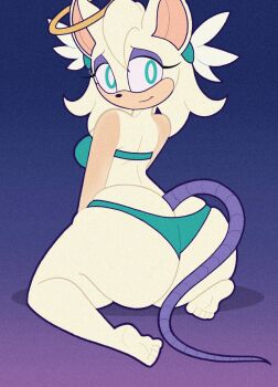 Rule 34 | 1girl, absurdres, ass, bare shoulders, bikini, bra, breasts, butt crack, commentary, commission, english commentary, english text, from behind, full body, highres, huge ass, large variant set, panties, shadow, sitting, solo, swimsuit, tonyneely, underwear, variant set, wariza, ych commission