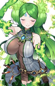 1girl blue_hair breasts brighid_(xenoblade) closed_eyes highres large_breasts solo suuuuica xenoblade_chronicles_(series) xenoblade_chronicles_2