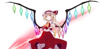 Rule 34 | 1girl, ascot, back bow, blonde hair, bow, center frills, collared shirt, commentary request, cowboy shot, cropped vest, crote, crystal wings, flandre scarlet, frilled shirt collar, frilled skirt, frilled sleeves, frills, half-closed eyes, hat, hat ribbon, highres, holding, large variant set, layered skirt, long hair, long skirt, looking at viewer, mob cap, puffy short sleeves, puffy sleeves, red eyes, red ribbon, red skirt, red vest, ribbon, shirt, short sleeves, side ponytail, skirt, sleeve ribbon, slit pupils, solo, tachi-e, touhou, transparent background, variant set, vest, white bow, white hat, white shirt, wing collar, wings, yellow ascot