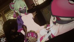 1futa 1girl 3d animated arm_support artist_name blinking bottomless bouncing_breasts breasts clothed_sex cowgirl_position futa_with_female futanari genshin_impact green_hair hair_between_eyes hair_ornament hair_ribbon hat interior jacket kuki_shinobu looking_at_another looking_down lying macstarva mask medium_breasts mouth_mask ninja_mask nipples open_clothes open_jacket penis pink_hair ponytail purple_eyes pussy redrain ribbon rubyredva sex sitting sitting_on_person small_breasts sound straddling tattoo teacher_and_student uncensored vaginal video yanfei_(genshin_impact)