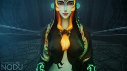 1boy 1girl 3d animated body_markings bouncing_breasts breasts clitoris colored_sclera colored_skin functionally_nude girl_on_top glowing glowing_markings glowing_pussy hands_on_another&#039;s_cheeks hands_on_another&#039;s_face happy_sex headdress hetero highres jewelry large_breasts looking_at_viewer midna midna_(true) multicolored_skin nintendo nodusfm nude orange_hair particles pov pussy reaching reaching_towards_another reaching_towards_viewer red_eyes sex shennychwan sitting sound tagme the_legend_of_zelda the_legend_of_zelda:_twilight_princess throne throne_room vaginal video yellow_sclera