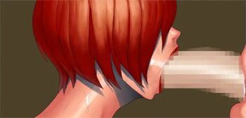1girl deepthroat erection fellatio female_focus huge_penis open_mouth oral penis red_hair shiny_skin short_hair the_king_of_fighters vanessa_(kof) wet yamakawaya