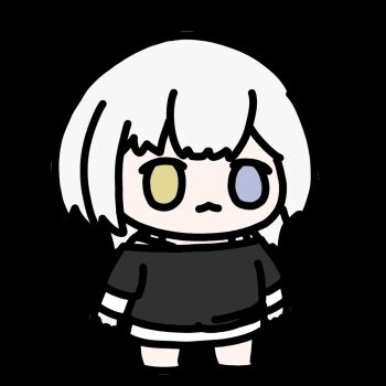 1girl :3 animated animated_gif bang_dream! bang_dream!_it's_mygo!!!!! black_shirt blue_eyes chibi chibi_only closed_mouth expressionless full_body heterochromia kaname_raana layered_sleeves long_sleeves meme shin5575 shirt short_over_long_sleeves short_sleeves simple_background solo spinning spinning_cat_(meme) transparent_background white_hair yellow_eyes