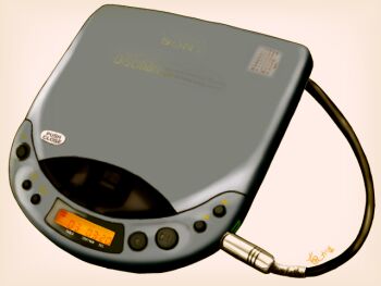 cable cd_player cd_walkman chi-kama3 commentary_request english_text grey_background logo no_humans object_focus original realistic signature simple_background sony still_life timestamp