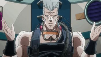 1boy animated animated_gif flattop hand_signs jean_pierre_polnareff jojo_no_kimyou_na_bouken male_focus pantsu_marumie solo stardust_crusaders
