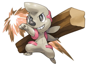 gen_5_pokemon nintendo no_humans pearl7 pokemon pokemon_(creature) pokemon_bw pokemon_move simple_background solo teeth timburr white_background