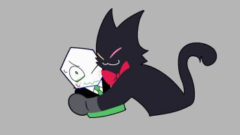 >_< 2boys :3 animal_costume animal_ears animated animated_gif arms_up black_poncho black_tail blush bow bowtie cat_costume cat_ears cat_mike_(deltarune) cheek-to-cheek closed_mouth collared_shirt colored_lineart commentary cropped_torso d: deltarune dx embarrassed english_commentary fafameow flat_color gloves green_eyes green_gloves green_necktie green_pippins green_poncho grey_background happy heads_together heterochromia highres hug hug_from_side looking_at_another looking_at_viewer looking_to_the_side looping_animation male_focus multiple_boys necktie no_pupils nuzzle one_eye_closed open_mouth pink_eyes pippins_(deltarune) pushing_away red_bow red_bowtie rejection sad shadowguy_(deltarune) shirt sideways_glance simple_background solid_eyes striped_blush sweat tail_mouth utdr_(toby_fox) wavy_mouth white_mouth white_shirt wing_collar yellow_eyes