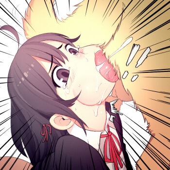 ! !! 1boy 1girl ahoge animal_penis artist_request bestiality black_hair blush cheek_bulge cum cum_in_mouth cum_in_nose deepthroat dog dog_penis fellatio hair_ornament hetero huge_penis knotting knotted_penis knotting long_hair monamin oral oral_knotting penis red_ribbon ribbon saliva simple_background snot solo_focus source_request tail tears throat_bulge uncensored veins veiny_penis white_background yahari_ore_no_seishun_lovecome_wa_machigatteiru. yukinoshita_yukino
