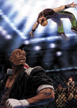1girl brian_battler dark-skinned_male dark_skin heavy_d! lucky_glauber pale_skin ramon ramon_(kof) red_hair short_hair the_king_of_fighters vanessa_(kof)