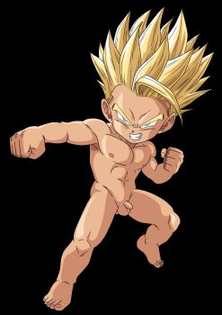 1boy anna_lourence black_background character_request completely_nude dragon_ball male_focus muscular muscular_child muscular_male nipples nude penis shota solo