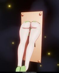 1girl 3d animated ass bare_arms bare_shoulders blonde_hair blue_eyes blush breasts cleavage collarbone commentary disney fairy fairy_wings hair_bun hair_ribbon keyhole medium_breasts mini_person minigirl multiple_views pointy_ears red_lips ribbon rushzilla struggling stuck tagme tinker_bell_(disney) turnaround upper_body video walt_disney&#039;s_peter_pan wings