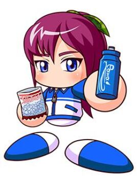 Rule 34 | 1girl, artist request, blue eyes, blue jacket, blue shoes, bottle, bow, commentary request, food, green bow, hair bow, hikami satori, holding, holding bottle, holding food, jacket, jikkyou powerful pro yakyuu, jikkyou powerful pro yakyuu (style), long hair, lowres, multicolored jacket, multicolored shoes, no mouth, official art, power pro appli, purple hair, rayman limbs, shoes, solo, track jacket, two-tone shoes, white jacket, white shoes