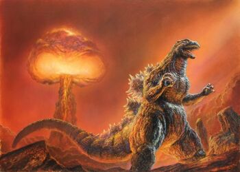 Rule 34 | bob eggleton, castle bravo, dinosaur, epic, explosion, godzilla, godzilla (series), godzilla vs. king ghidorah, kaiju, mushroom cloud, no humans, nuclear explosion, nuclear weapon, operation castle, shrimp (thermonuclear bomb), symbolism, thermonuclear bomb, thermonuclear weapon, toho, weapon of mass destruction
