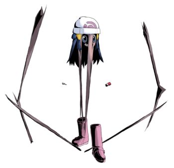 1girl anatomical_nonsense beanie blue_eyes blue_hair boots bracelet dawn_(pokemon) drawfag female_focus glitch grin hair_ornament hairclip happy hat jewelry knee_boots long_hair nintendo pink_boots poke_ball_symbol poke_ball_theme pokemon pokemon_masters_ex simple_background sketch smile solo standing teeth watch what white_background white_hat wide-eyed wristwatch