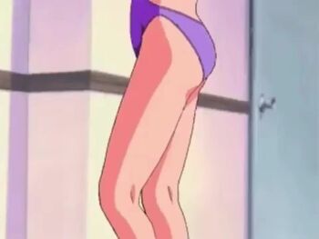 1girl animated ass blonde_hair breasts brown_eyes cutscene indoors looking_at_viewer mahjong_gakuensai medium_breasts one-piece_swimsuit sound swimsuit tagme video video_game_screencap