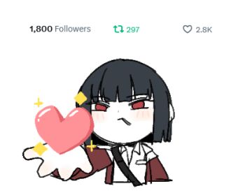 1girl alternate_costume black_hair blunt_hair blush chibi chibi_only cigarette co_duck commentary english_commentary hair_intakes heart jacket limbus_company long_sleeves looking_at_viewer lowres presenting project_moon red_eyes red_jacket ryoshu_(project_moon) screenshot_inset shirt short_hair smoking solo sparkle thank_you twitter_screenshot upper_body white_background white_shirt