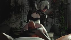 1boy 1girl 2b_(nier:automata) 3d aged_down animated ass back_cutout black_thighhighs blindfold bob_cut clothing_cutout feet footjob hairband highleg highleg_leotard kaogum leotard loli looking_at_viewer looking_back looping_animation nier:automata nier_(series) penis pov puffy_sleeves realistic short_hair skindentation soles sound thighhighs toes two-footed_footjob uncensored video white_hair