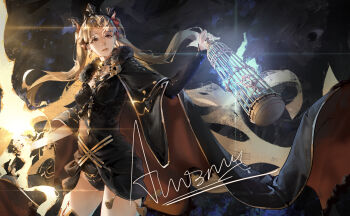 Rule 34 | 1girl, absurdres, accelerator1111, asymmetrical sleeves, birdcage, blonde hair, bow, breasts, cage, cloak, commentary request, cowboy shot, dress, earrings, english text, ereshkigal (fate), facing viewer, fate/grand order, fate (series), fur-trimmed cloak, fur trim, glowing, groin tendon, hair bow, hair ribbon, highres, holding, holding cage, infinity symbol, jewelry, long hair, medium breasts, meslamtaea (fate), parted bangs, parted lips, procreate (medium), red bow, red cloak, red eyes, red ribbon, ribbon, single sleeve, skull, skull ornament, solo, spine, thighhighs, thighs, tiara, two-sided cloak, two-sided fabric, two side up, very long hair