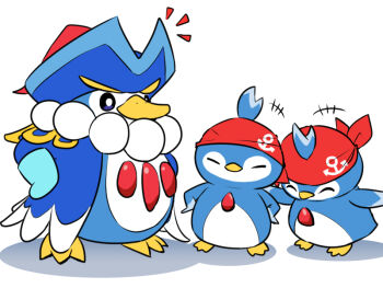 Rule 34 | akatsuki tatsuko, bandana, beak, bird, blue fur, closed eyes, no humans, pal (creature), palworld, penguin, pengullet, penking, red bandana, simple background, white background