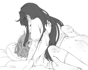 2girls ass blush bottomless crying doki_doki_literature_club hug long_hair multiple_girls natsuki_(doki_doki_literature_club) non-web_source pink_hair pockiseisont sex short_hair topless_female yuri yuri_(doki_doki_literature_club)