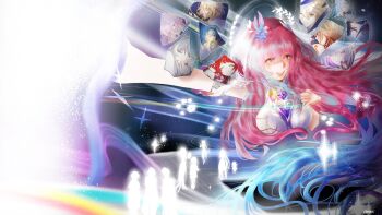 Rule 34 | 3boys, 6+girls, aglaea (honkai: star rail), amphoreus (honkai: star rail), anaxa (honkai: star rail), blonde hair, blue hair, breasts, castorice (honkai: star rail), cerydra (honkai: star rail), character doll, chrysos heirs (honkai: star rail), cipher (honkai: star rail), closed eyes, closed mouth, commentary, cynthiaawwo, cyrene (demiurge) (honkai: star rail), cyrene (honkai: star rail), doll, dress, eidolon (honkai: star rail), english commentary, flower, glowing, green hair, grey hair, hair between eyes, hand up, hashtag-only commentary, highres, honkai: star rail, honkai (series), hug, hyacine (honkai: star rail), hysilens (honkai: star rail), looking at viewer, multicolored hair, multiple boys, multiple girls, mydei (honkai: star rail), nude, open mouth, orange hair, phainon (honkai: star rail), phainon (khaslana) (honkai: star rail), pink hair, purple flower, purple hair, rainbow, red hair, sleeveless, sleeveless dress, tribbie (honkai: star rail), white dress