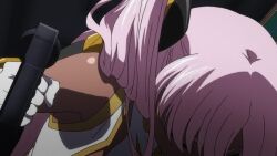 10s 1girl 2024 animated anime_screenshot blue_eyes bouncing_breasts breasts catherine_sabathra cleavage clothing_cutout code_geass code_geass:_dakkan_no_roze competition dark-skinned_female dark_skin defeat earrings elbow_gloves gloves highleg highleg_leotard hoop_earrings jewelry large_breasts leotard lips looking_at_another lying night parted_lips pink_hair revealing_clothes robot sakuga sideboob sky sound tagme twintails underboob_cutout vehicle_interior video violence white_leotard