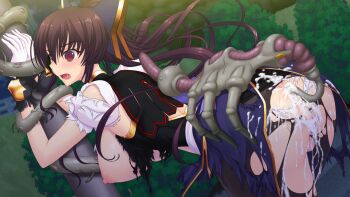 1girl aftersex ass bent_over bestiality black_pantyhose blush bound breasts brown_hair bug censored cum cum_in_ass cum_in_pussy cum_on_ass cum_on_body cumdrip drooling empty_eyes game_asset genseishinki_sacred_virth gloves hair_ribbon hanging_breasts large_breasts large_variant_set long_hair magical_girl monster nipples non-web_source official_art open_mouth outdoors panties pantyhose ponytail rape red_eyes restrained ribbon sacred_noire saliva self-datamine solo tears tentacle_sex tentacles torn_clothes torn_panties torn_pantyhose underwear variant_set white_gloves white_panties yuugure_pairo yuuki_setsu