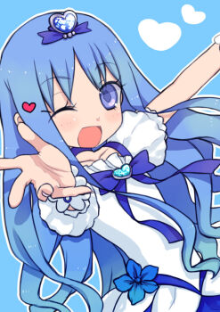 10s 1girl blue_eyes blue_hair blue_theme brooch cure_marine eyelashes female_focus heart heart_brooch heartcatch_precure! jewelry kurumi_erika long_hair magical_girl matching_hair/eyes one_eye_closed precure solo tank_(artist) wink