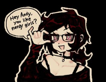 1girl artist_request ashley_graves english_text glasses non-web_source solo source_request speech_bubble tagme the_coffin_of_andy_and_leyley