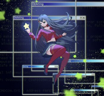 1girl blue_eyes highres kind_mita_(miside) loadhe long_hair miside mita_(miside) self-upload skirt thighhighs