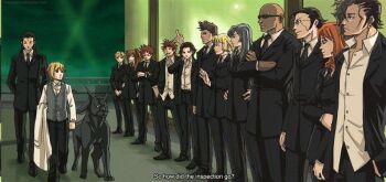 5girls 6+boys aged_down bald before_crisis:_final_fantasy_vii bindi black_footwear black_hair black_necktie brown_hair child cigarette cissnei closed_mouth collar crimsonsun crossed_arms earrings english_text facial_scar final_fantasy final_fantasy_vii formal_clothes full_body glasses grey_hair gun_(female) jewelry katana_(male) knife_(female) long_hair looking_at_another martial_arts_(female) martial_arts_(male) middle_finger multiple_boys multiple_girls necktie nunchaku_(male) orange_hair pet red_hair reno_(ff7) rod_(male) rude_(ff7) rufus_shinra scar scar_on_cheek scar_on_face shinra_hq shoes shotgun_(female) square_enix suit sunglasses tseng turks_(ff7) two_guns_(male) vest walking waves wing_collar