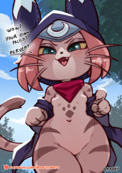 1girl brachyartz cat english_text fang furry monster_hunter_(series) monster_hunter_stories_2:_wings_of_ruin tsukino_(monster_hunter)