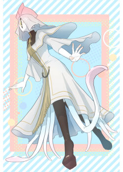 Rule 34 | 1girl, black thighhighs, colored skin, commentary request, guchi-yama, monster girl, nun, one-eyed, original, painttool sai (medium), pixiv fantasia, pixiv fantasia scepter of zeraldia, solo, squid girl, tentacles, thighhighs, white skin, wimple, yellow eyes