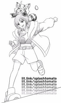 absurdres digimon digimon_(creature) digimon_beatbreak highres jacket pristimon sakuya_reina short_hair splashgottaito star_(symbol)