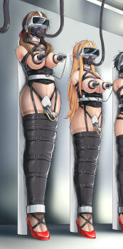 arms_behind_back bad_tag bare_shoulders bdsm black_hair blonde_hair blush bondage bound braid breast_sucking breasts cable corruption corset dildo do_you_love_your_mom_and_her_two-hit_multi-target_attacks? female_focus force-feeding gag harness headset high_heels huge_breasts lactation large_breasts long_hair mask mature_female milk milking milking_machine motion_lines multiple_girls nipple_stimulation nipples osuki oxygen_mask restrained sex_machine sex_toy short sweat sword_art_online tech_control topless trembling vaginal very_long_hair yanx5