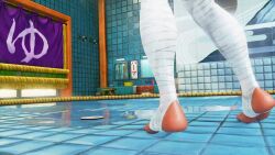 1girl 3d animated anus anus_peek ass ass_focus audible_speech bob_cut capcom dark-skinned_female dark_skin english_audio female_focus game_screenshot menat panties purple_hair short_hair solo sound split street_fighter street_fighter_v thong underwear video white_panties wide_hips