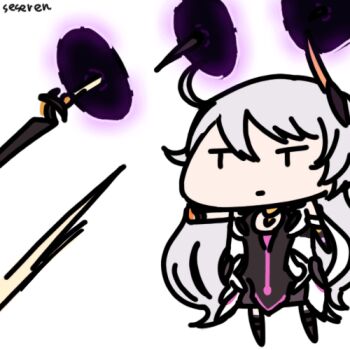 1girl animated animated_gif fate_(series) honkai_(series) honkai_impact_3rd kiana_kaslana kiana_kaslana_(herrscher_of_the_void) long_hair lowres seseren summoning sword unlimited_blade_works_(reality_marble) weapon
