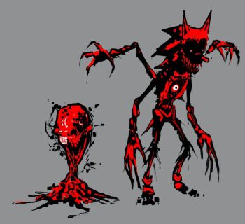 black_sclera blue_screen_of_death claws colored_sclera colored_teeth extra_arms eye_on_chest fatal_error_(sonic_form) fatal_error_(true_form) glitch jackgore multiple_eyes open_mouth qr_code red_eyes red_teeth redesign sad_face sharp_teeth size_difference skull smile sonic.exe sonic_(series) sonic_the_hedgehog teeth third_eye virus