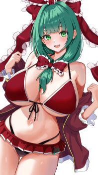 bikini breasts ebi_193 highres kagiyama_hina large_breasts simple_background swimsuit touhou white_background