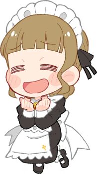 Rule 34 | 1girl, :d, = =, apron, black dress, black shoes, blunt bangs, blush, brown hair, chibi, chibi only, cho toutoi love, clenched hands, dress, frilled apron, frills, full body, game cg, hair bun, juliet sleeves, kachimachi kosuzu, link! like! love live!, long sleeves, love live!, maid, maid apron, maid headdress, mary janes, non-web source, official art, open mouth, pantyhose, ponytail, puffy sleeves, raised inner eyebrows, sakuma yoru, self-datamine, shoes, sidelocks, simple background, single hair bun, smile, solo, tachi-e, transparent background, virtual youtuber, white apron, white pantyhose