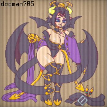 demon demon_girl digimon digimon_(creature) dogman705 lilithmon mark_of_evil pixel_art undressing wings