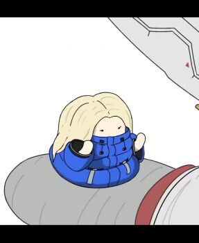 Rule 34 | 1boy, 1girl, ;d, animated, arms up, audible music, barefoot, blonde hair, blue coat, closed mouth, coat, diana (pragmata), doodayart, drawstring, hugh williams, jumping, letterboxed, long hair, long sleeves, looping animation, mini person, one eye closed, open mouth, padded coat, pragmata, smile, sound, tagme, teeth, upper teeth only, video