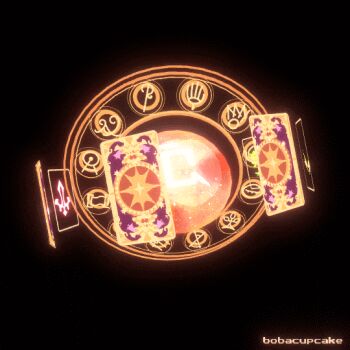 animated animated_gif artist_name astrologian_(final_fantasy) black_background bobacupcake card final_fantasy final_fantasy_xiv gem glowing lightning no_humans orange_gemstone potion simple_background snowflakes sun sword tarot tarot_card weapon wings