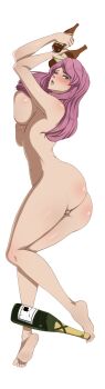 1girl absurdres ass black_clover blush breast_press breasts feet highres large_breasts long_hair nude pink_hair purple_eyes pussy sideboob solo the_amazing_gambit vanessa_enoteca