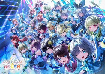 6+girls adjusting_clothes adjusting_gloves ahoge aizawa_ema amayui_moka aqua_bow aqua_bowtie aqua_hair arm_behind_head arm_up armlet armpits arms_behind_head asumi_sena bare_shoulders black_bow black_bowtie black_gloves black_hair black_ribbon blonde_hair blue_bow blue_bowtie blue_eyes blue_hair blue_necktie blunt_bangs blush bodice bow bowtie braid brown_hair capelet cattleya_regina_games center_frills choya_hanabi claw_pose clenched_hand closed_mouth clothing_cutout collar collared_shirt copyright_name crown dark-skinned_female dark_skin double-parted_bangs double_bun earrings everyone facial_mark fang finger_to_mouth flower frilled_collar frilled_gloves frilled_shirt frilled_skirt frills ghost_hair_ornament gloves gradient_hair green_eyes green_hair grey_eyes grey_hair hair_between_eyes hair_bow hair_bun hair_flaps hair_flower hair_ornament hair_ribbon hair_rings hairclip hanabusa_lisa hands_up ichinose_uruha index_finger_raised iris_black_games jewelry kaga_nazuna kaga_sumire kagawa_ichigo kaminari_qpi kisaragi_ren_(vtuber) kogara_toto komori_met kurumi_noah logo long_hair long_sleeves low_twin_braids lupinus_virtual_games mini_crown mole mole_under_eye monitor multicolored_hair multiple_girls necktie nekota_tsuna one_eye_closed open_hand open_mouth orange_bow orange_bowtie orange_eyes orange_sailor_collar outstretched_arm outstretched_hand own_hands_together pink_bow pink_bowtie pink_eyes pink_hair pink_sailor_collar ponytail purple_bow purple_bowtie purple_eyes purple_hair purple_sailor_collar rabbit_hair_ornament red_bow red_bowtie red_eyes red_hair red_necktie ribbon rose sailor_collar sendo_yuuhi shinomiya_runa shiranami_ramune shirt short_hair shoulder_cutout single_hair_ring single_hair_streak skin_fang skirt sleeveless sleeveless_shirt smile split-color_hair stage stage_lights streaked_hair swept_bangs tachibana_hinano tosaki_mimi triangle triangle_facial_mark tsumugi_kokage twin_braids twintails two-tone_hair two_side_up v virtual_youtuber vspo! w_arms white_bow white_bowtie white_capelet white_gloves white_hair white_skirt wrist_cuffs x_hair_ornament yakumo_beni yano_kuromu yellow_bow yellow_bowtie yellow_eyes yellow_flower yellow_necktie yellow_rose yellow_sailor_collar yumeno_akari