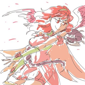 celica_(fire_emblem) davewaterfalls dragon dragon_horns feathered_wings fire_emblem fire_emblem_echoes:_shadows_of_valentia fire_emblem_heroes grima_(fire_emblem) horns nintendo official_alternate_costume red_eyes red_hair simple_background wings