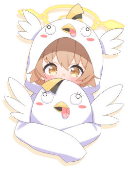 Rule 34 | 1girl, absurdres, blonde hair, blue archive, blush, commentary request, drop shadow, hair between eyes, halo, hifumi (blue archive), highres, holding, holding stuffed toy, hood, hood up, hoodie, long hair, looking at viewer, peroro (blue archive), petako (ptpt k), sidelocks, simple background, sleeves past fingers, sleeves past wrists, solo, stuffed animal, stuffed toy, upper body, white background, white hoodie, yellow eyes, yellow halo