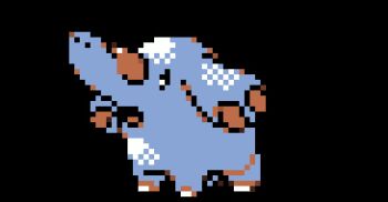 3d :d animated animated_gif black_eyes commentary cortoony elephant english_commentary full_body gen_2_pokemon lowres nintendo no_humans open_mouth phanpy pixel_art pokemon pokemon_(creature) pokemon_focus pokemon_gsc smile solo spinning standing transparent_background